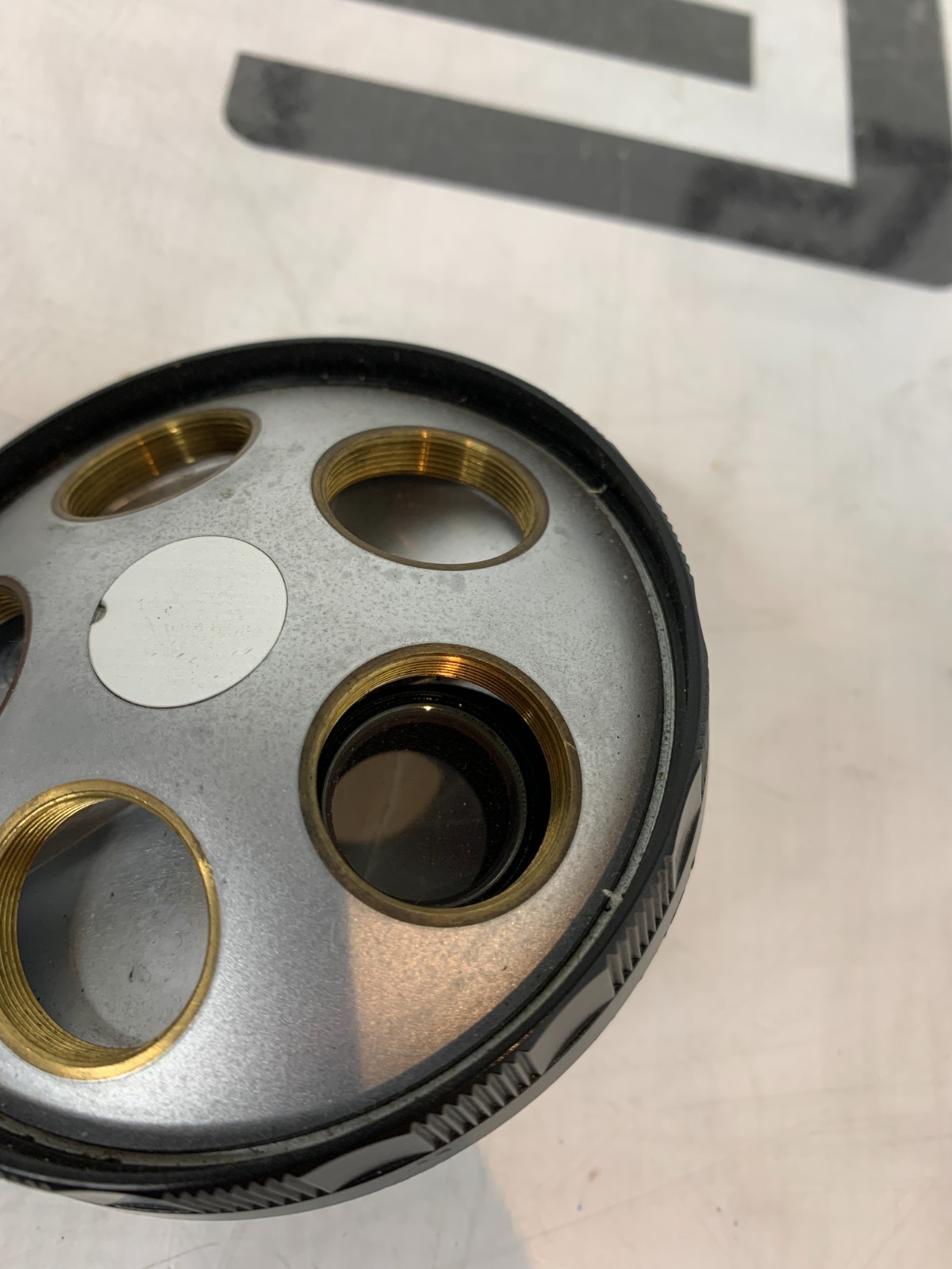 Used Nikon Diaphot Inverted Microscope Turret 5 Place Nosepiece Objective Nosecone