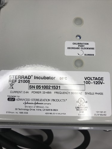 Used ASP Sterrad 21005 Sterilization Spore Test Incubator 58º C  W/ Thermometer 18plc