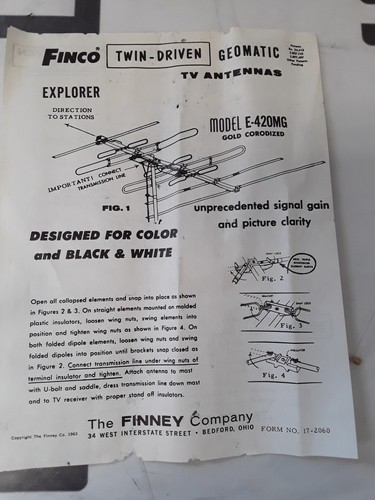 NEW All Channel Vintage FINCO Gold Corodized Antenna Air Terrestrial Roof Attic