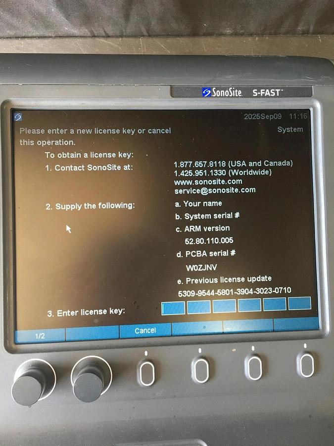 Used SonoSite S-Fast Ultrasound System P07578 P09417-91