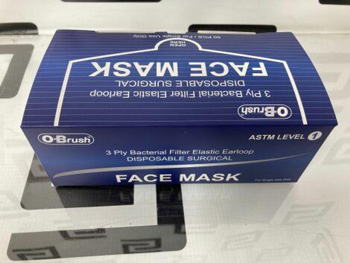 Used OBRUSH Medical 3 Ply ASTM level 1 Ear Loop Disposable Surgical Mask Case of 1000 masks Surgical Mask