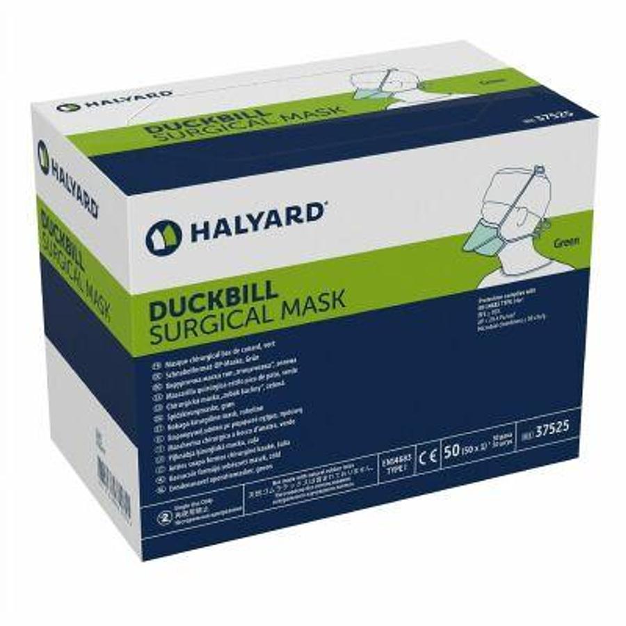 Used HALYARD Case of 150  Kimberly Clark DuckBill Type I (Level 1) Surgical Green Procedure Medical Mask 50/box  37525   EXP 2025