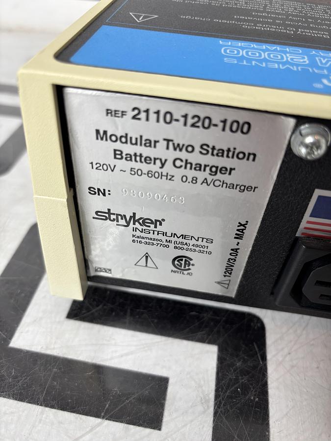 Used Stryker System 2000, 2110-120-100 Battery Charger TESTED WARRANTY