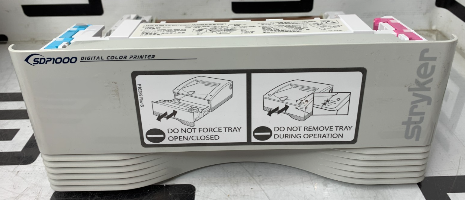 Used Stryker SDP1000 Printer Paper Tray Digital Color No Pink/Blue Paper Holders