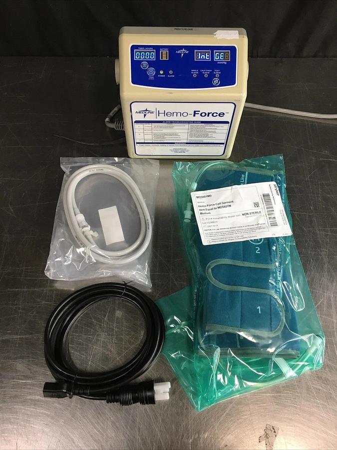 Used Medline Hemo-Force MDS600INT Intermittent DVT Pump with Tubing and Comp. Sleeve