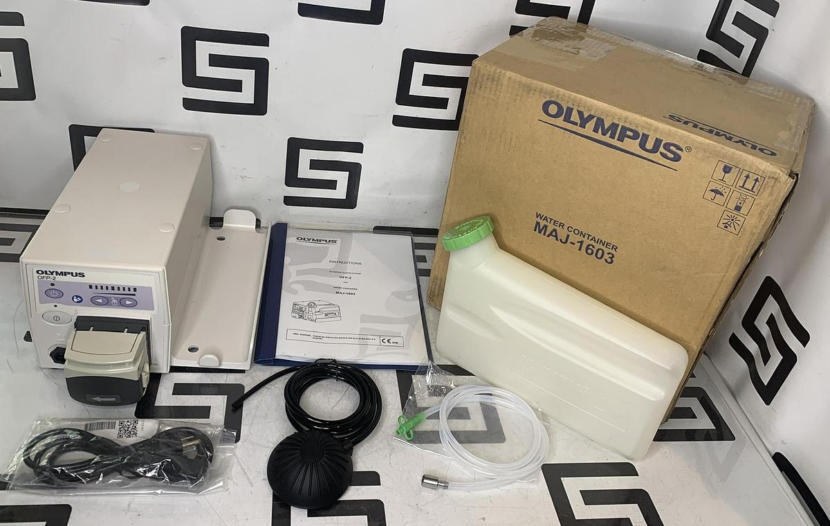 Used Olympus OFP-2 Endoscopic Flushing Pump Irrigation W/ Footswitch, Bottle & Manual TESTED