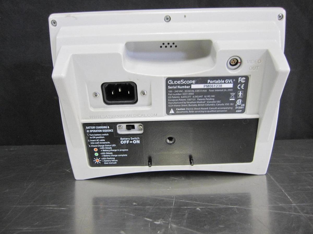 Used Verathon Saturn Glidescope 0231-0003 GVL Portable Video Monitor Surg NEW BATTERY
