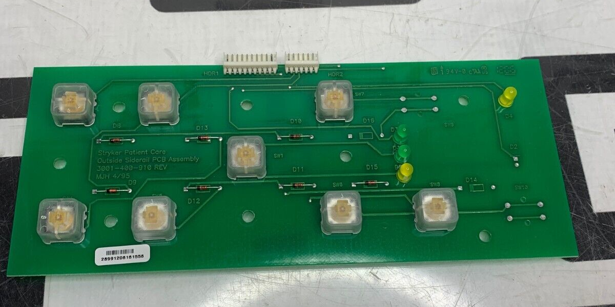 Used 3001-400-910 -911 Stryker Patient Care Outside Siderail Board Buttons Assembly