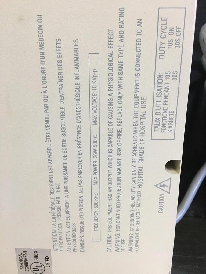 Used ConMed Hyfrecator PLUS 7-797 Warranty