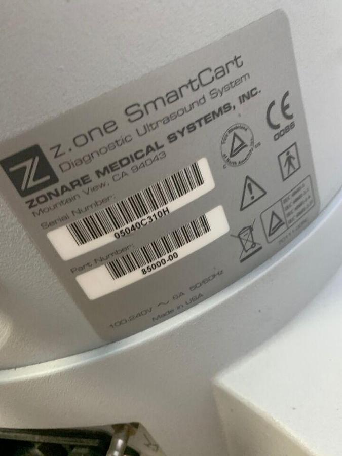 Used Zonare Z.One 4.7 SmartCart Diagnostic Ultrasound System   Scan Engine Docking Z1