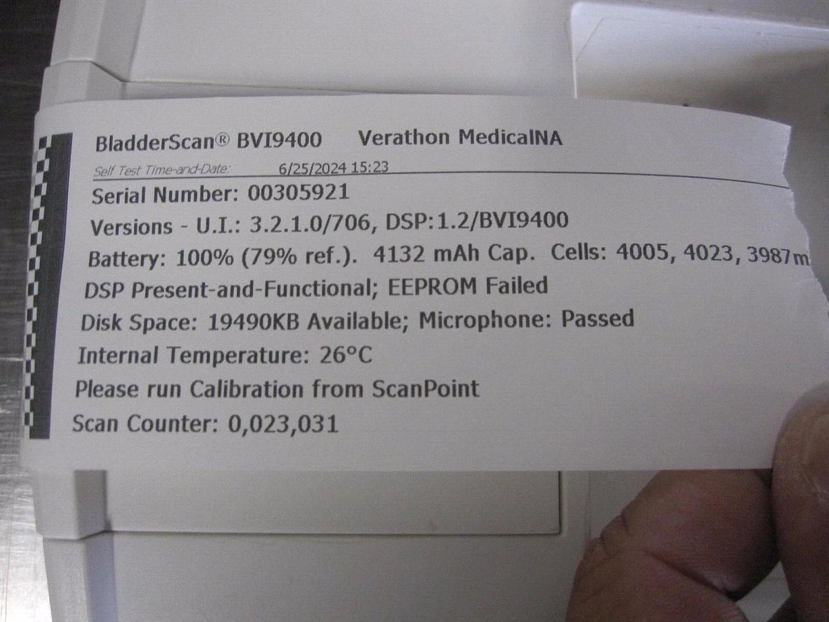 Used Verathon BVI 9400 Bladder Scanner Console Bladderscanner ONLY Ref 0570-0190 ~ C