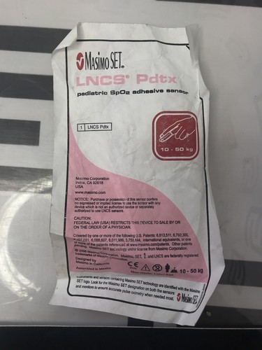 Masimo SET LNCS Pdtx SpO2 Adhesive Finger Sensor 10-50kg 13123/3437E-0506
