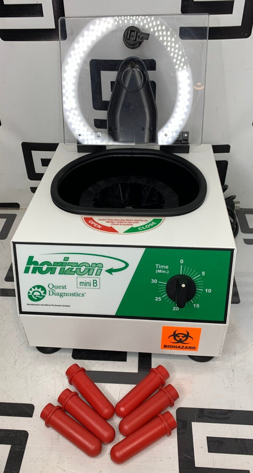 Used Drucker Horizon mini B Centrifuge 642 Horizontal Separation 6 Tubes Model Quest