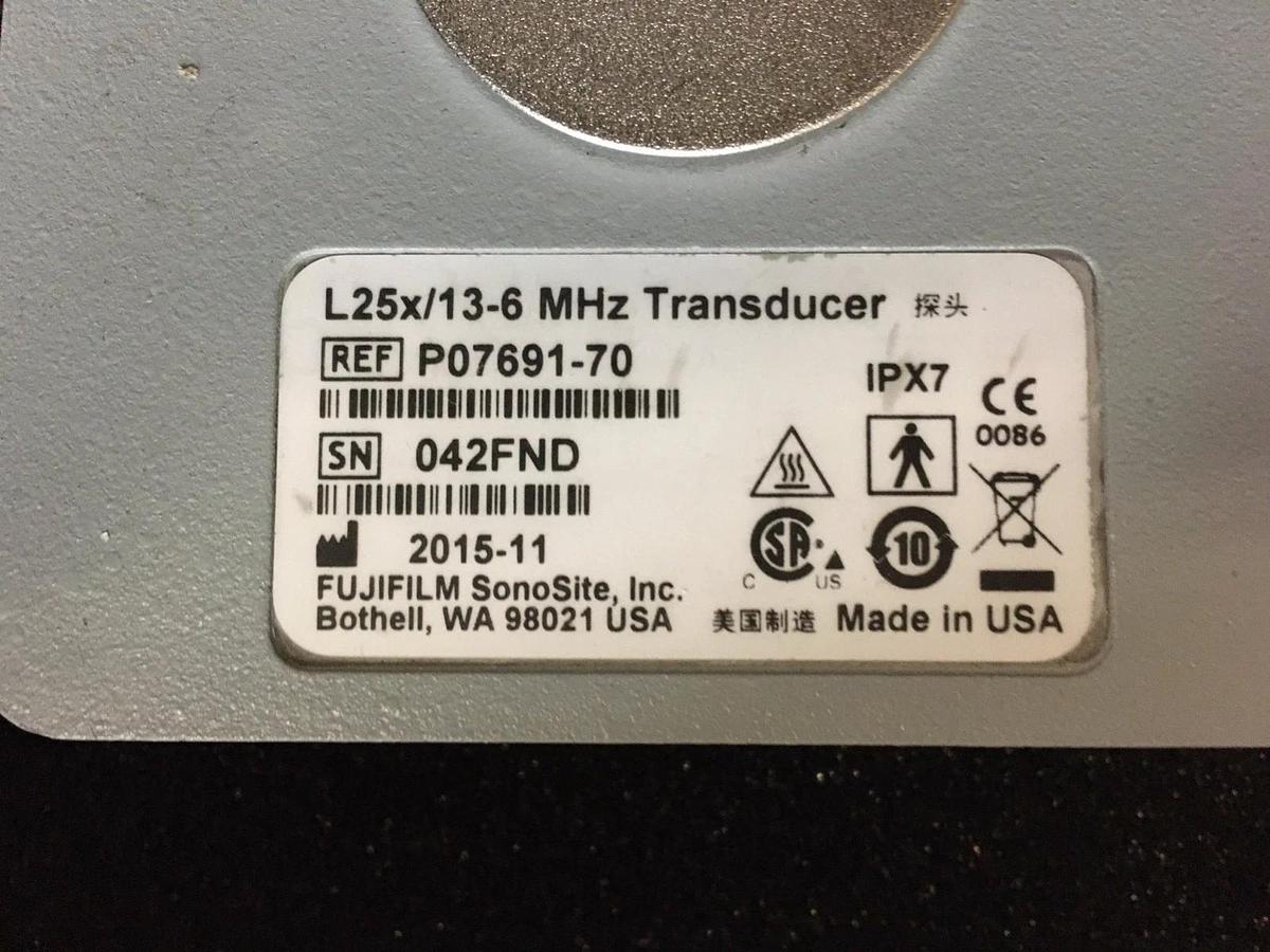 Used SonoSite L25 Transducer Probe L25x/13-6 MHz PO7691 Ultrasound Warranty