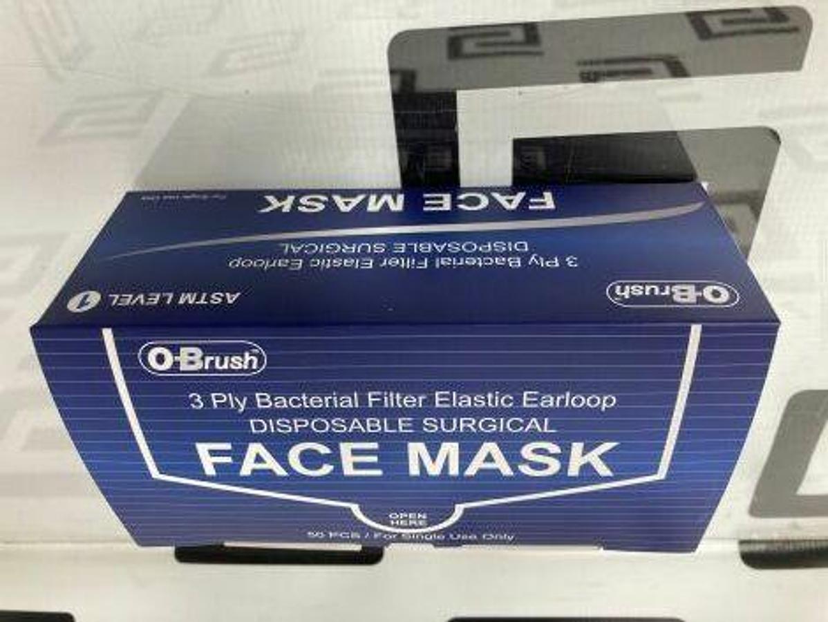 Used OBRUSH 3 Ply ASTM level 1 Ear Loop Disposable Surgical Mask Case of 2000 masks