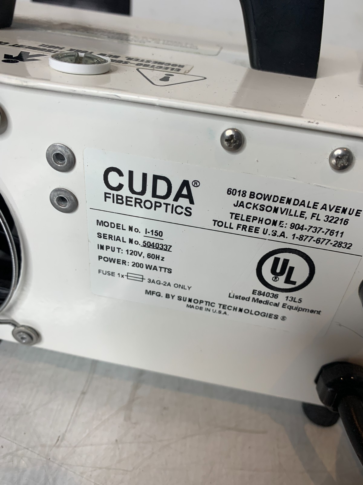 Used Cuda I-150 Light Source Fiber Optic Halogen Illuminator Quartz ESI 150W Tested