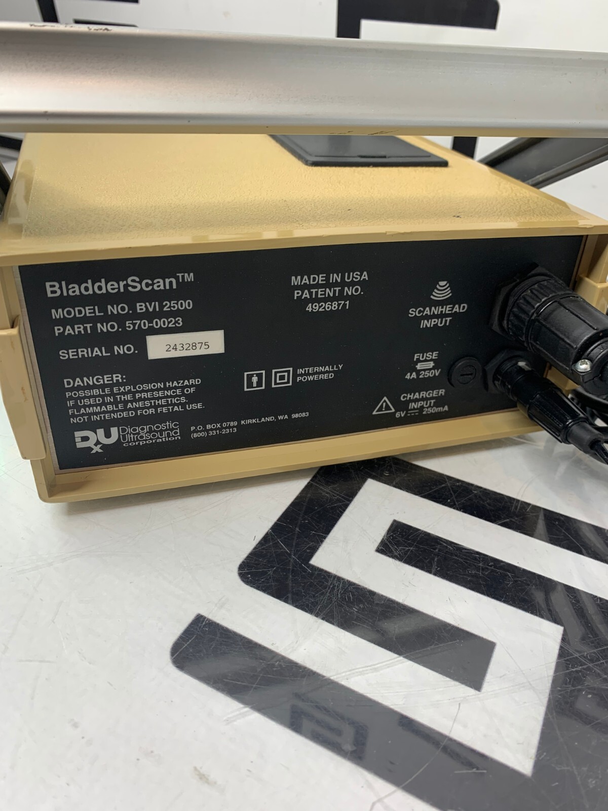 Used Diagnostic Ultrasound BLADDERSCAN BVI-2500 W/ Power Supply & Probe