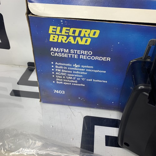 NEW Electro Brand 7403 Stereo AM FM Radio Cassette Recorder AC/DC Battery NIB