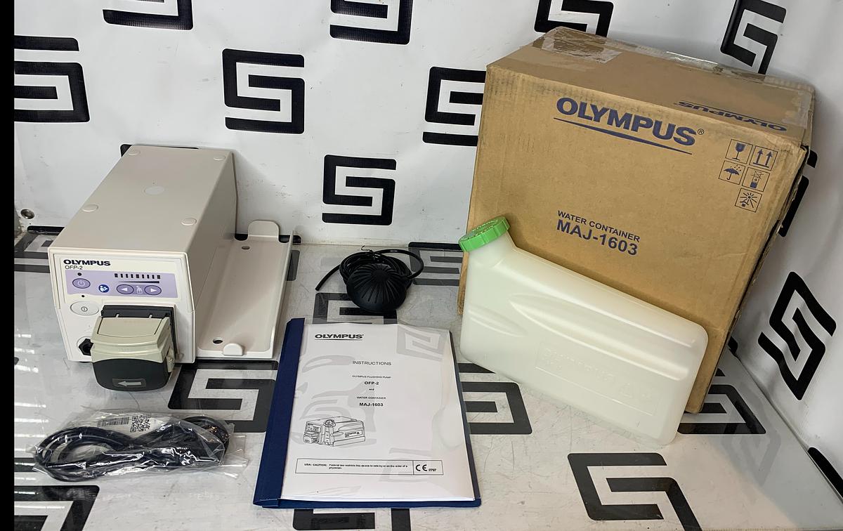 Used Olympus OFP-2 Endoscopic Flushing Pump Irrigation W/ Footswitch, Bottle & Manual TESTED