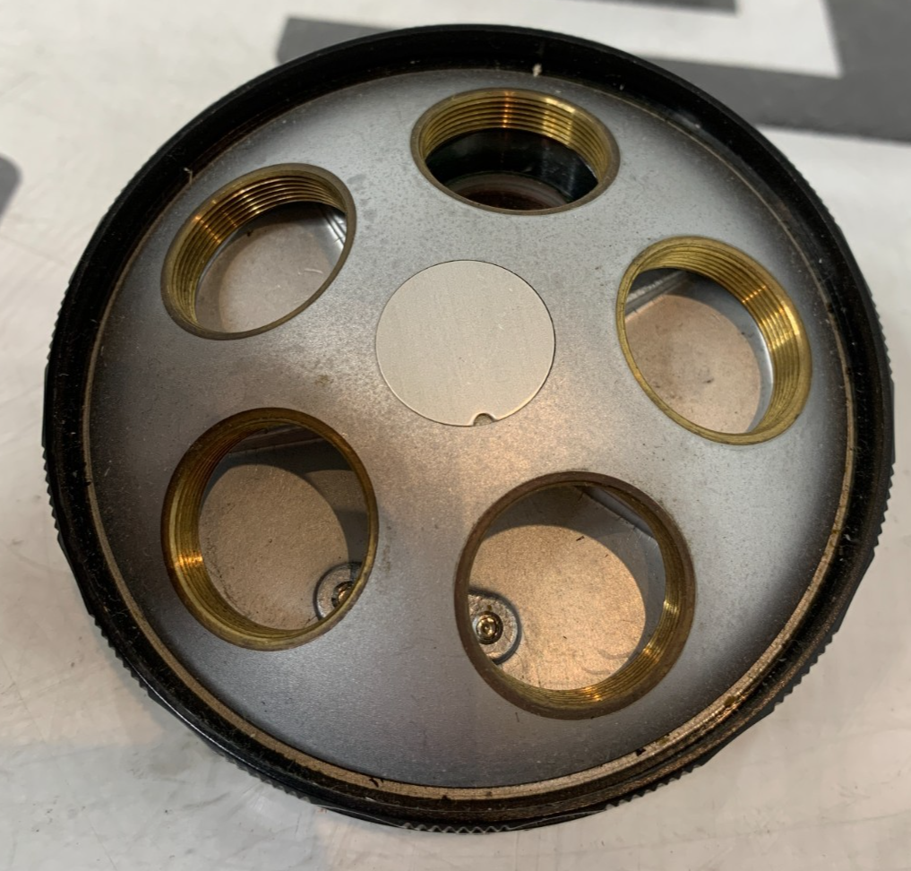 Used Nikon Diaphot Inverted Microscope Turret 5 Place Nosepiece Objective Nosecone
