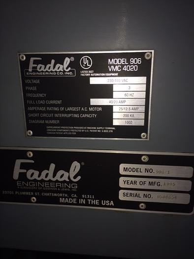 Used 1995 FADAL VMC 4020 W/Extended 28" Z" - Video
