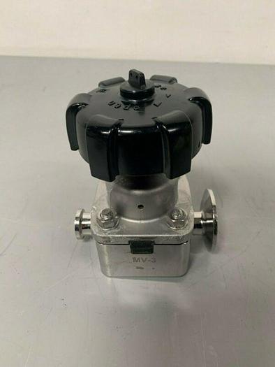 Used Gemu Hastelloy C22 Diaphragm Valve w/ 3/4" Sanitary Fitting & 2" OD