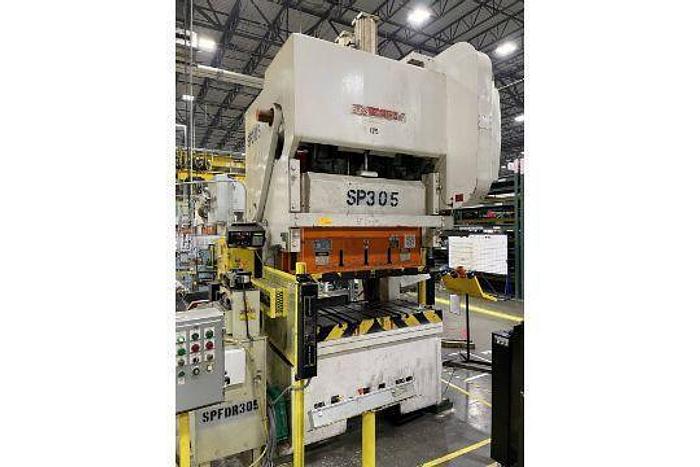 Used 150 TON BLISS DOUBLE CRANK GAP FRAME PRESS, 1990, 8" STROKE