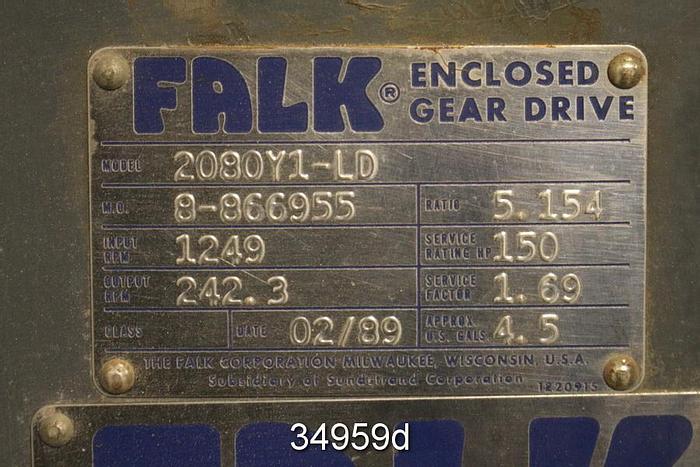 Refurbished Falk 2080Y1-LD Enclosed Gear Drive, 5.154/1 Ratio #34959