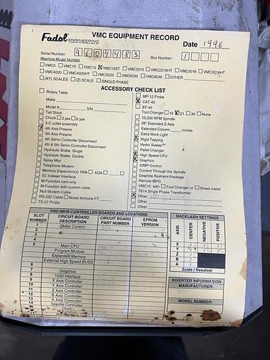 Used 1996 Fadal VMC15XT