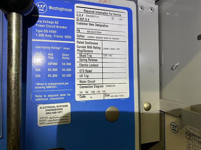 Used CUTLER HAMMER 3000 / 4500 KVA DRY TYPE TRANSFORMER W/ BREAKERS AND SWITCH