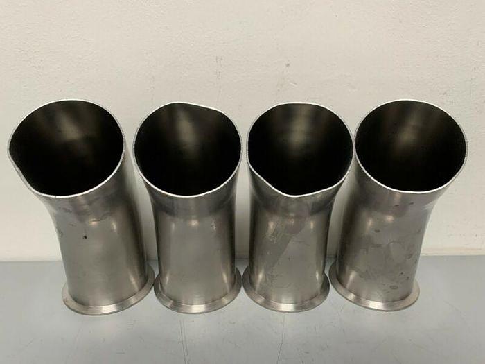 Used Stainless Steel 45 Degree Reducer w/ One Sanitary Fitting 4.5" to 4"