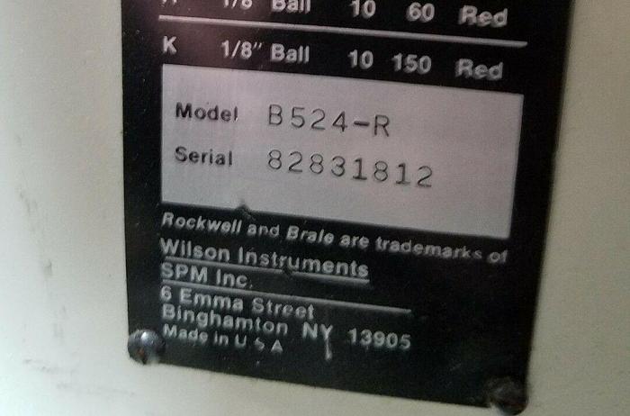 Used Rockwell Wilson Digital Series 500 Hardness Tester Mdl#: B-524-R