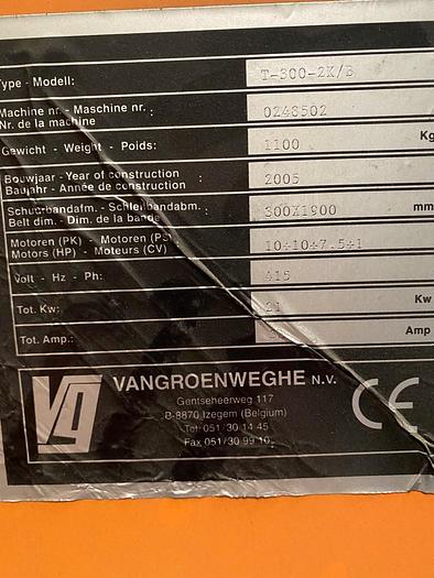 Used 2005 Vangroenweghe T-300-2K/B Polishing Machine