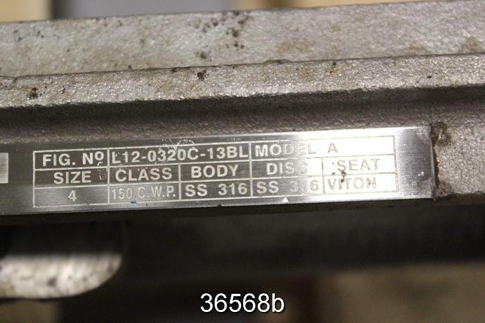 Used Velan 4" Hand Operated Knife Gate Valve, L12-0320C-13BL #36568