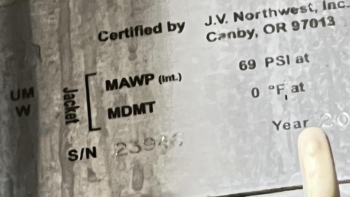 Used Tank, 3,100 Gallon, S/st, Jkt, 100 BBL Fermenting Tank, JVNW #C744694