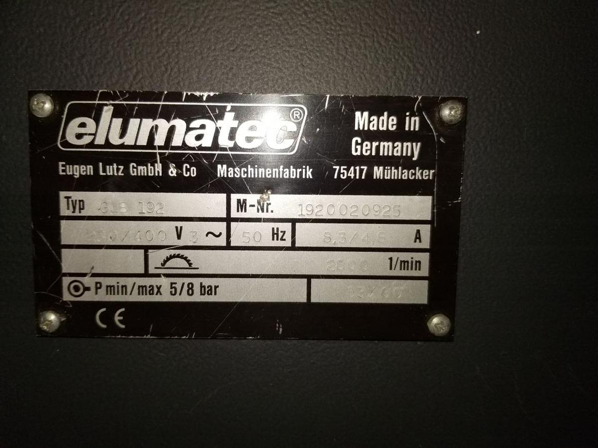 Used ELUMATEC GLAZING BEAD SAW GLS 192