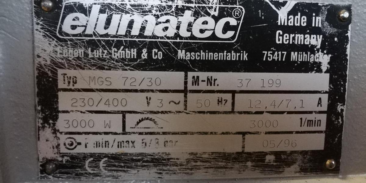 Used ELUMATEC SINGLE HEAD SAW MGS 72/30