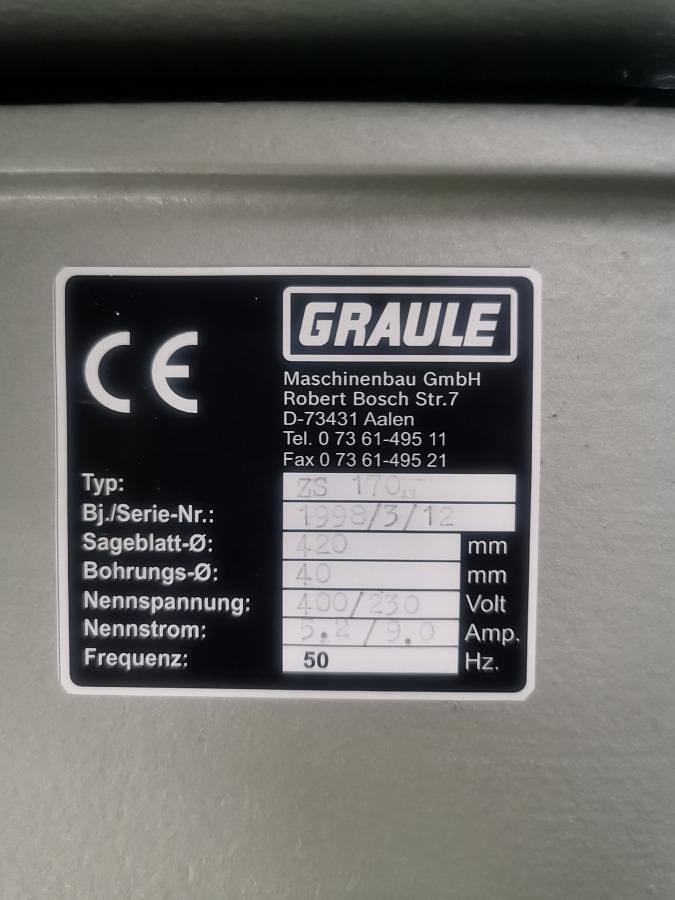 Used SINGLE HEAD GRAULE SAW ZS 170 N YEAR 1998