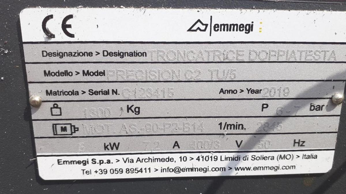 Used EMMEGI PRECISION C2 TU/5 DOUBLE-HEAD AUTOMATIC SAW 2019