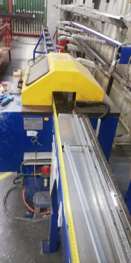 Used SINGLE HEAD GLAZING BAR SAW FOR SCHUCO PGS ALUMINIUM GLAZING BEADS WITH ROLLER CONVEYOR YEAR 2006