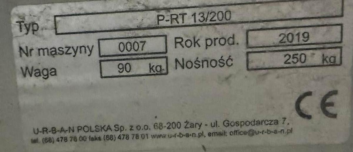 Used URBAN P-RT 13/200 - ROLLING AND TRANSPORT TABLE YEAR 2019 2 PCS.