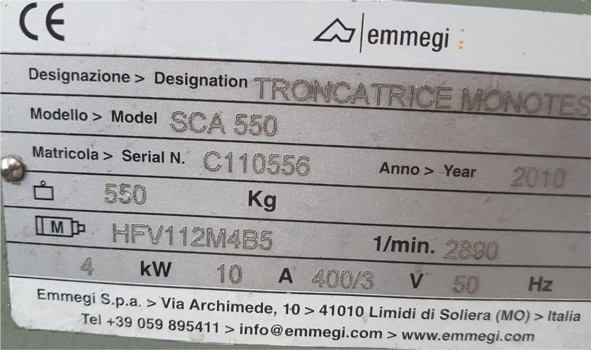 Used SINGLE HEAD SAW FOR AL EMMEGI SCA LMS 550 YEAR 2010