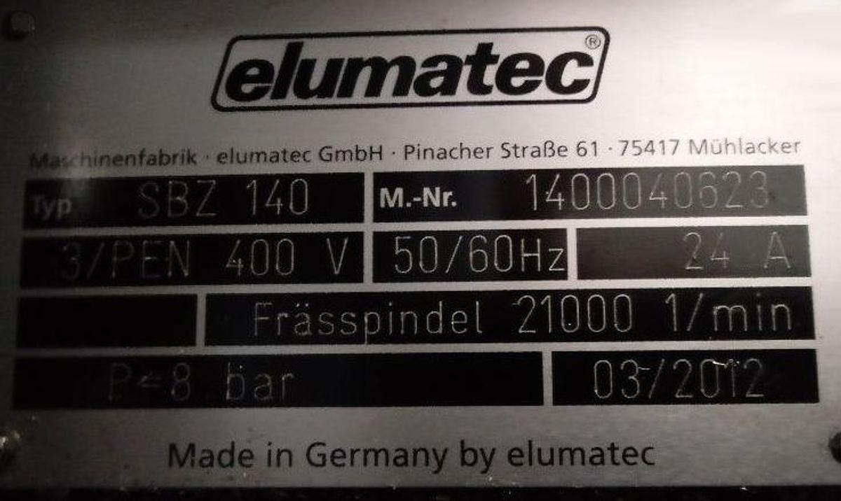 Używane CENTRUM OBRÓBCZE ELUMATEC SBZ 140 ROK 2012