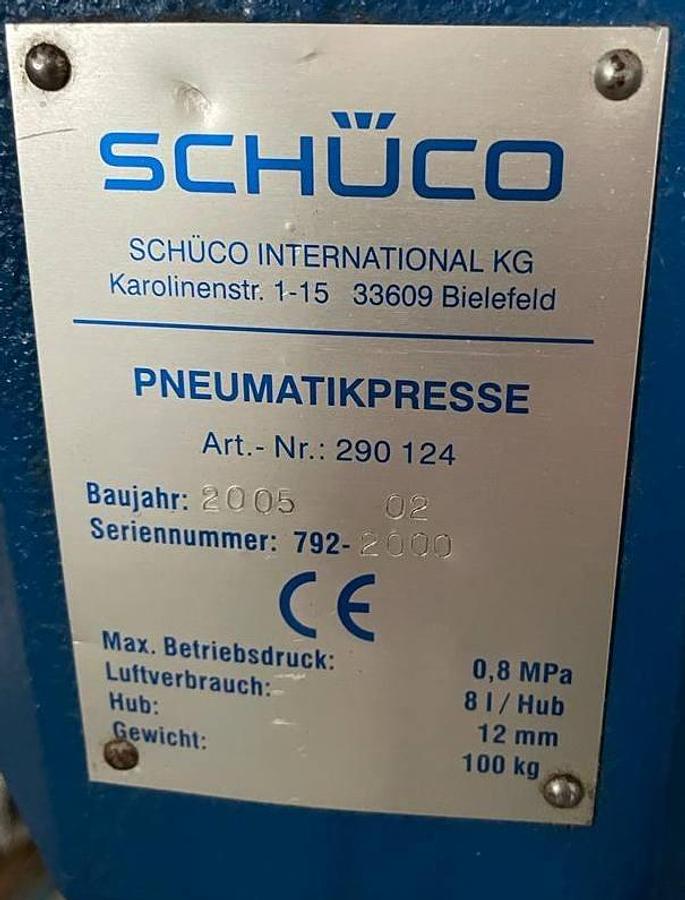 Używane PRASKA HYDROPNEUMATYCZNA SCHUCO 290 124  DO WYCIĘĆ  ROK 2005