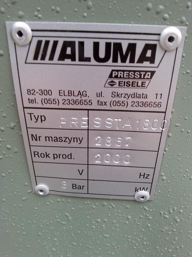 Used CORNER CRIMPING MACHINE ALUMA / PRESSTA EISELE 1800 YEAR 2000