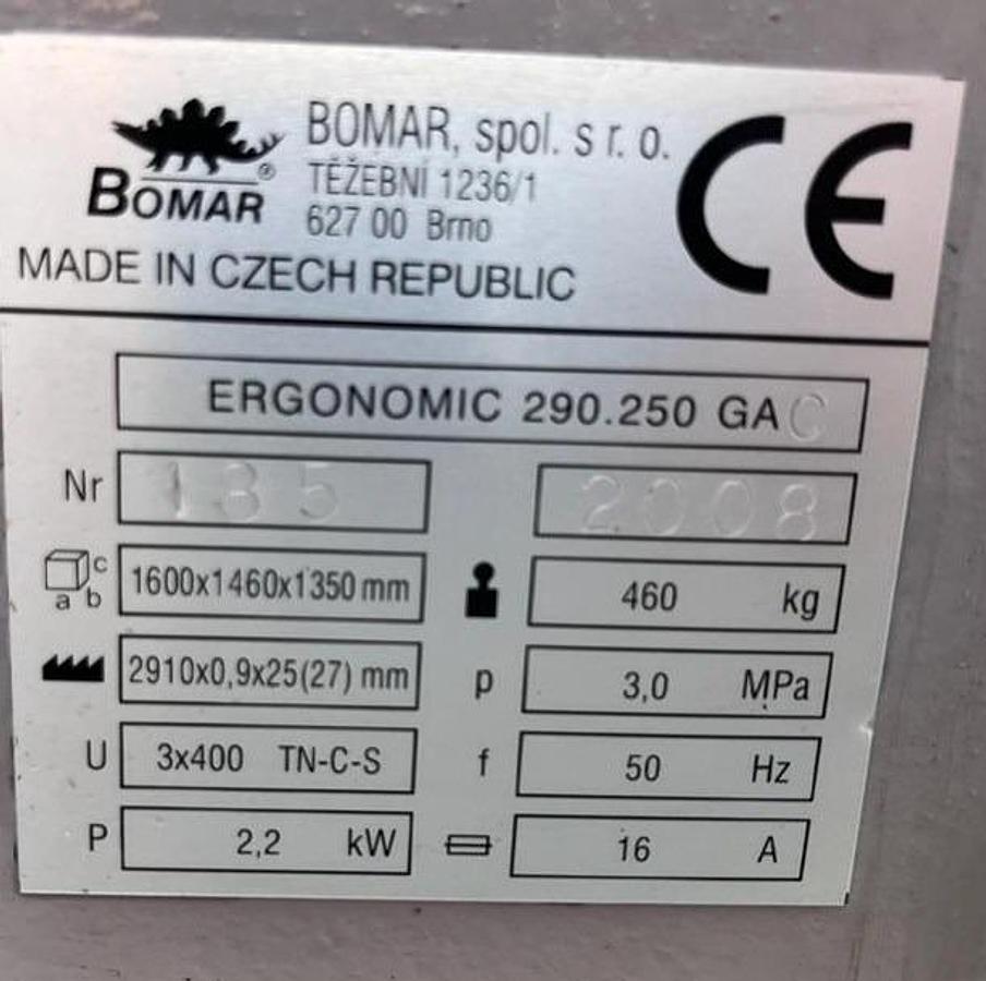 Używane PRZECINARKA TAŚMOWA  AUTOMATYCZNA BOMAR ERGONOMIC 290.250 GAC ROK 2008