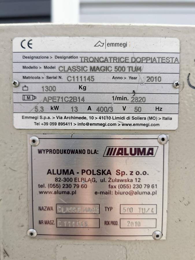 Używane PIŁA AUTOMATYCZNA DWUGŁOWICOWA EMMEGI CLASSIC MAGIC 500 TU/4 ROK 2010