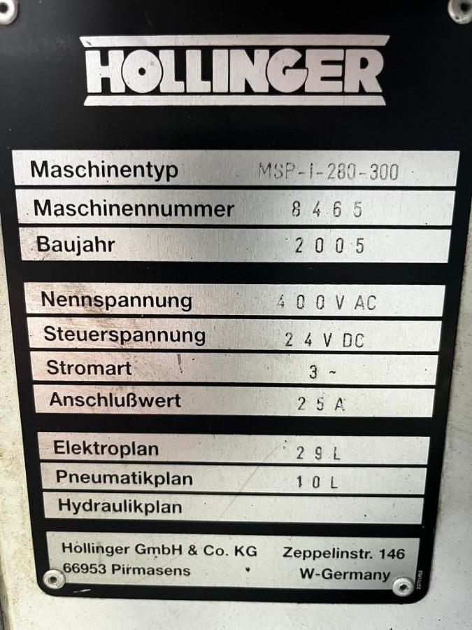 Used FOUR HEAD WELDING MACHINE HOLLINGER MSP-I-280-300 YEAR 2005HOLLINGER MSP-I-280-300 FOUR-HEAVEN HEATING MACHINE 2005 SERIAL NUMBER 8465
