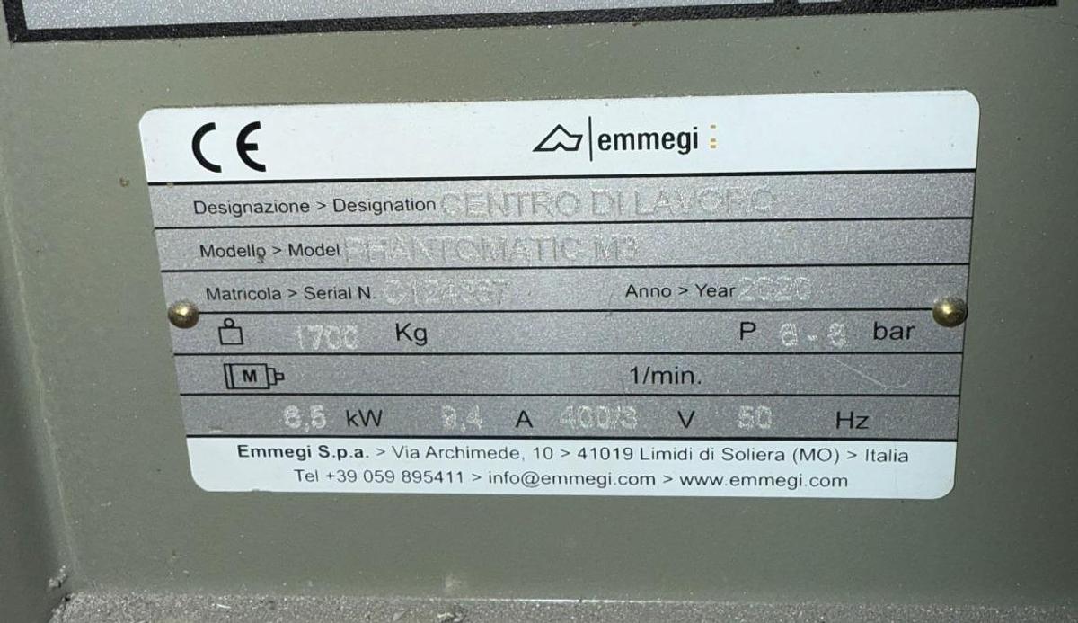 Used MACHINING CENTRE EMMEGI PHANTOMATIC M3 YEAR 2020