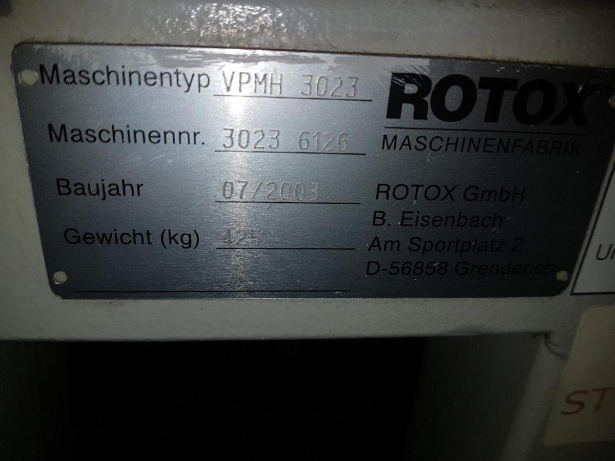 Used INSPECTION AND GLAZING PRESS ROTOX VPMH 3023 YEAR 2003